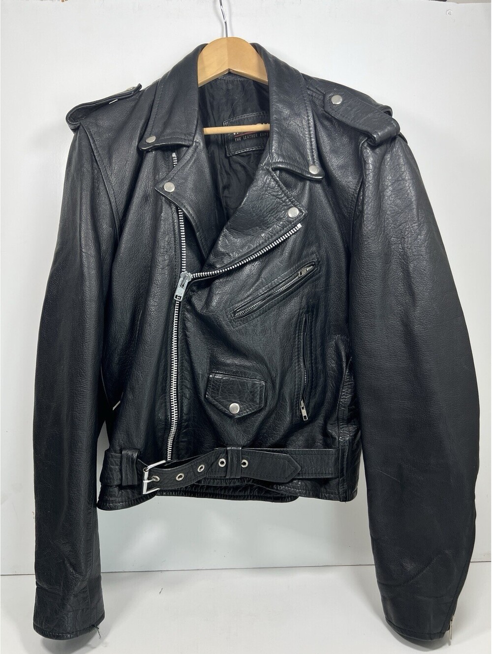 Vintage Wilsons Leather Motorcycle Jacket Mens Black Thinsulate Belted Biker XL